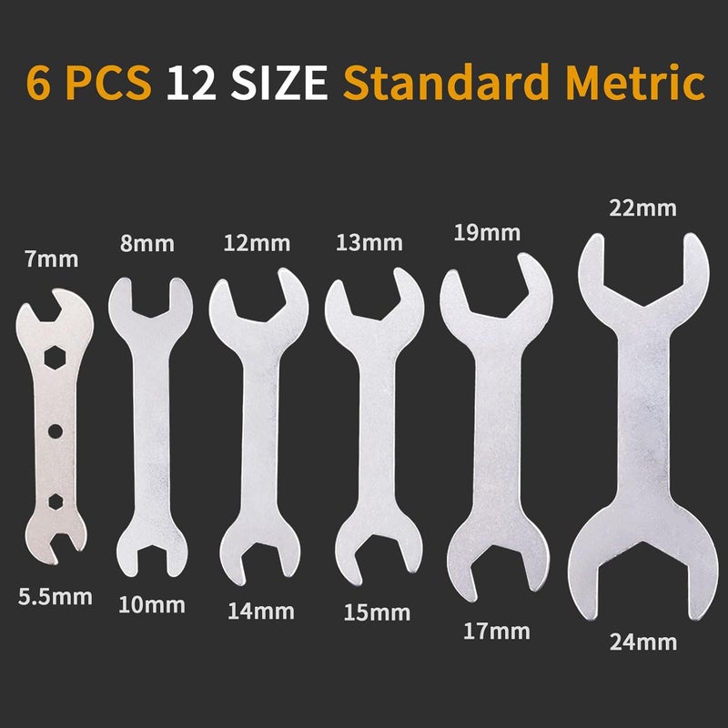 Singzhu 6 PCS Ultra Thin Galvanizing Double Headed Wrench Set - Open-End Mini Wrench Set, Ultra Light, Metric Size 5.5mm-24mm - Image 2